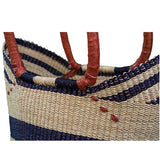 African Bolga Baskets : Navy/Nat. Tote w/Flex Rim (G-143N+)