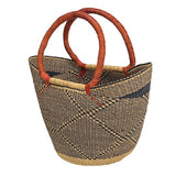African Bolga Baskets : Navy/Nat. Tote w/Flex Rim (G-143N+)
